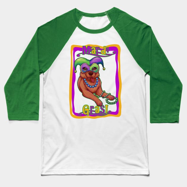 Mardi Gras Dog Baseball T-Shirt by SakuraDragon